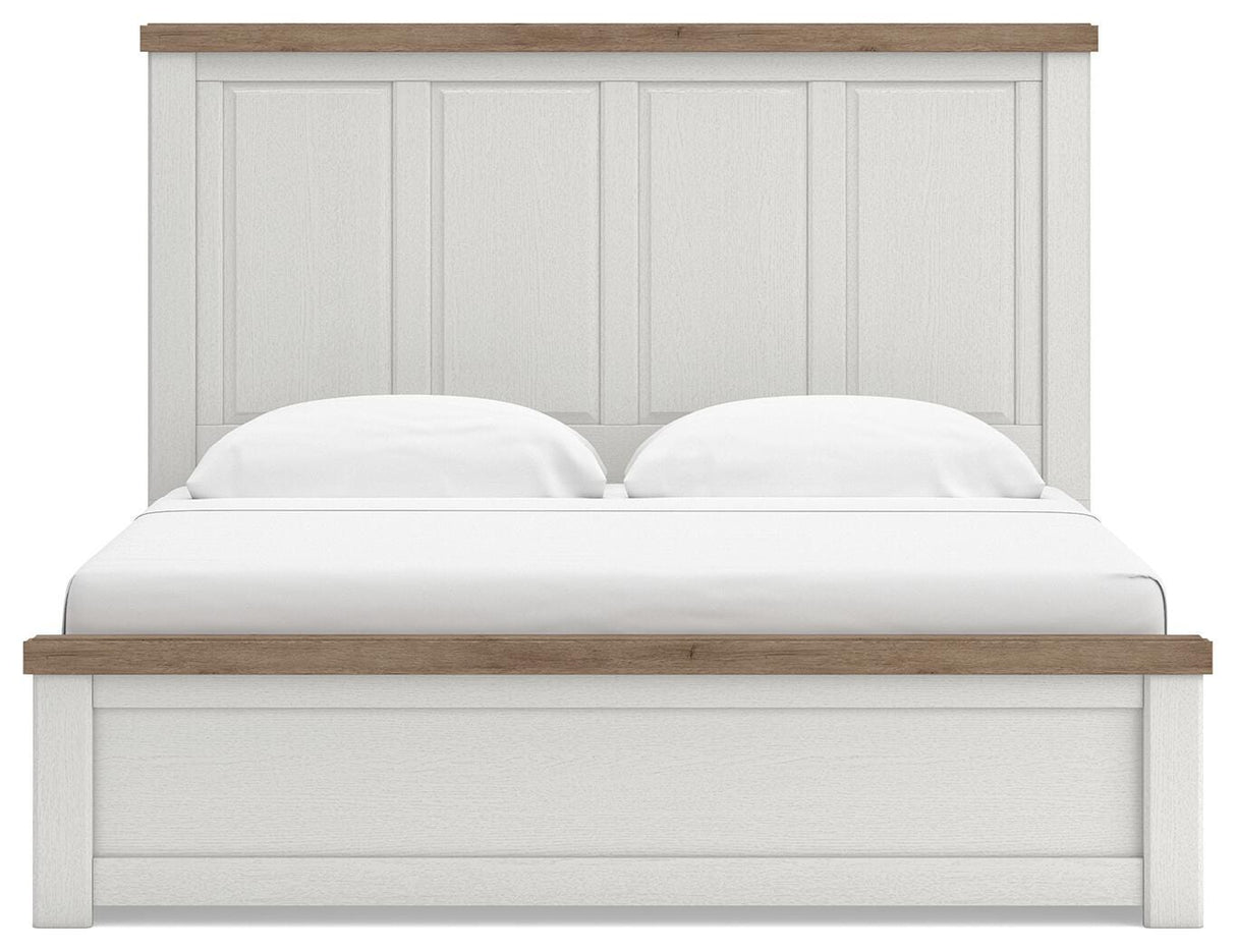 Savonport White/Brown Storage Panel Bedroom Set with 4 Drawers by Ashley at Eve Furniture