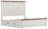 Savonport White/Brown Storage Panel Bedroom Set with 4 Drawers by Ashley at Eve Furniture