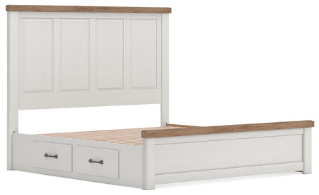 Savonport White/Brown Storage Panel Bedroom Set with 4 Drawers by Ashley at Eve Furniture