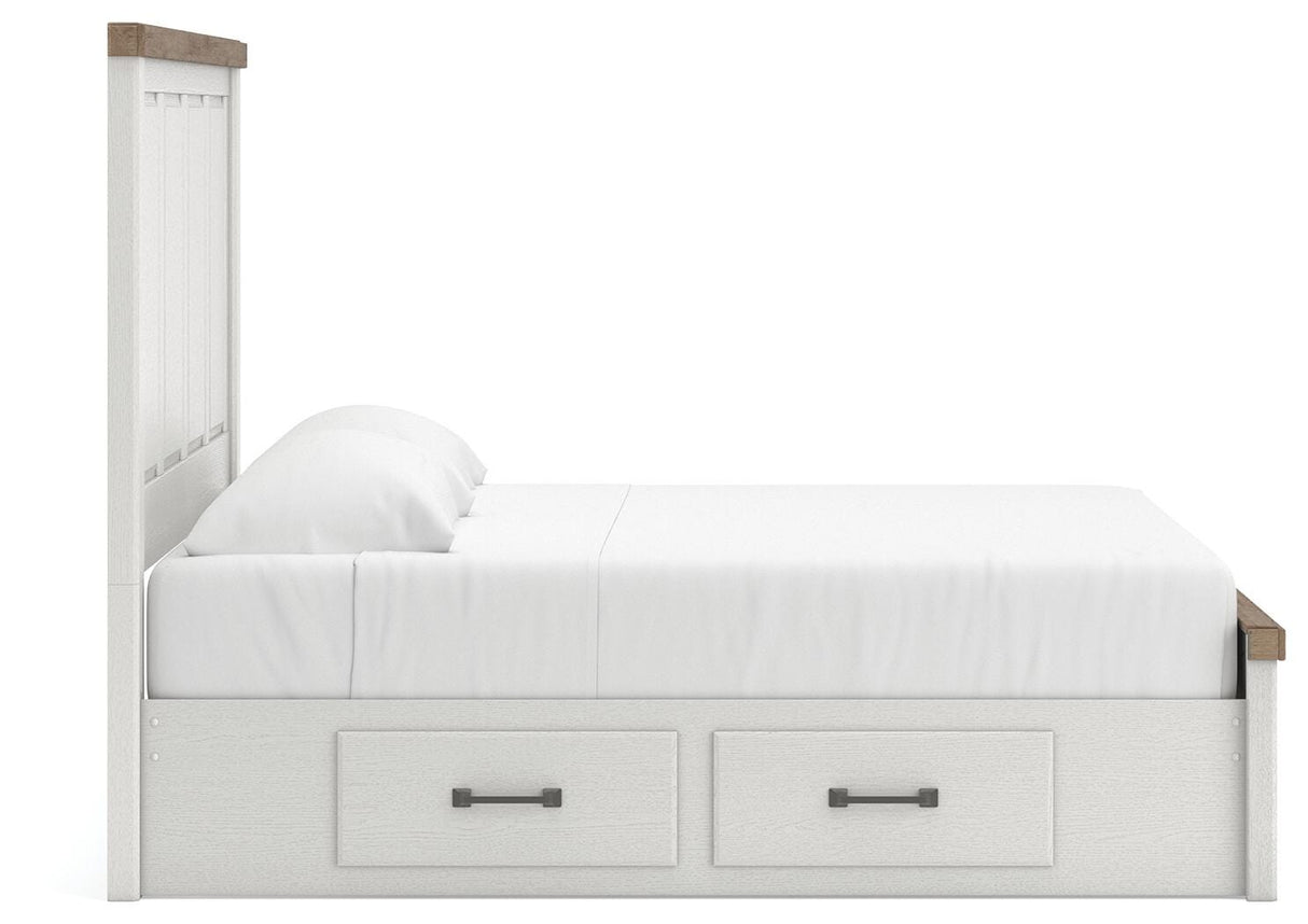 Savonport White/Brown Storage Panel Bedroom Set with 4 Drawers by Ashley at Eve Furniture