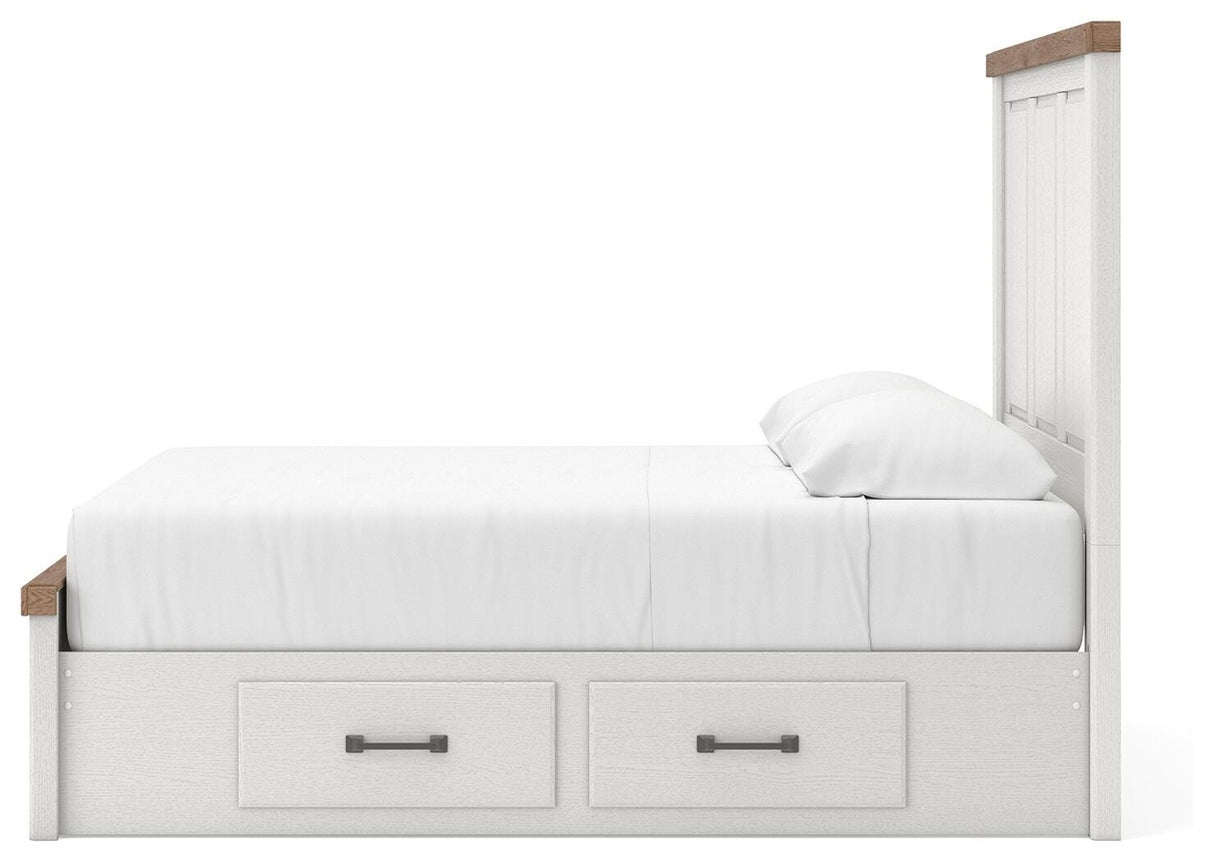 Savonport White/Brown Storage Panel Bedroom Set with 4 Drawers by Ashley at Eve Furniture