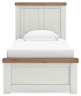Savonport White/Brown Twin Panel Bed by Ashley at Eve Furniture