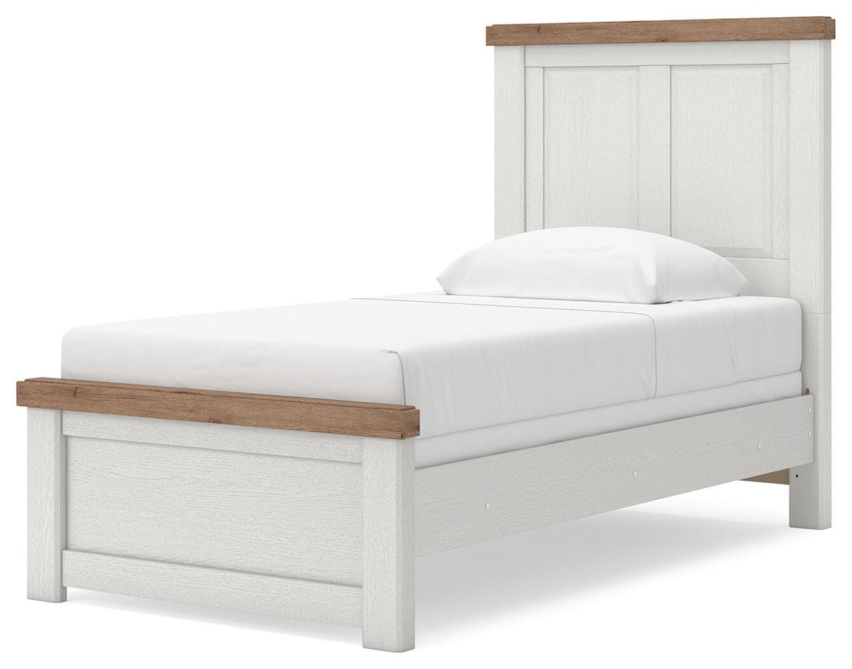 Savonport White/Brown Twin Panel Bed by Ashley at Eve Furniture