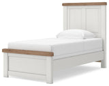 Savonport White/Brown Twin Panel Bed by Ashley at Eve Furniture