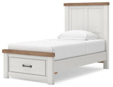 Savonport White/Brown Twin Panel Storage Bed by Ashley at Eve Furniture