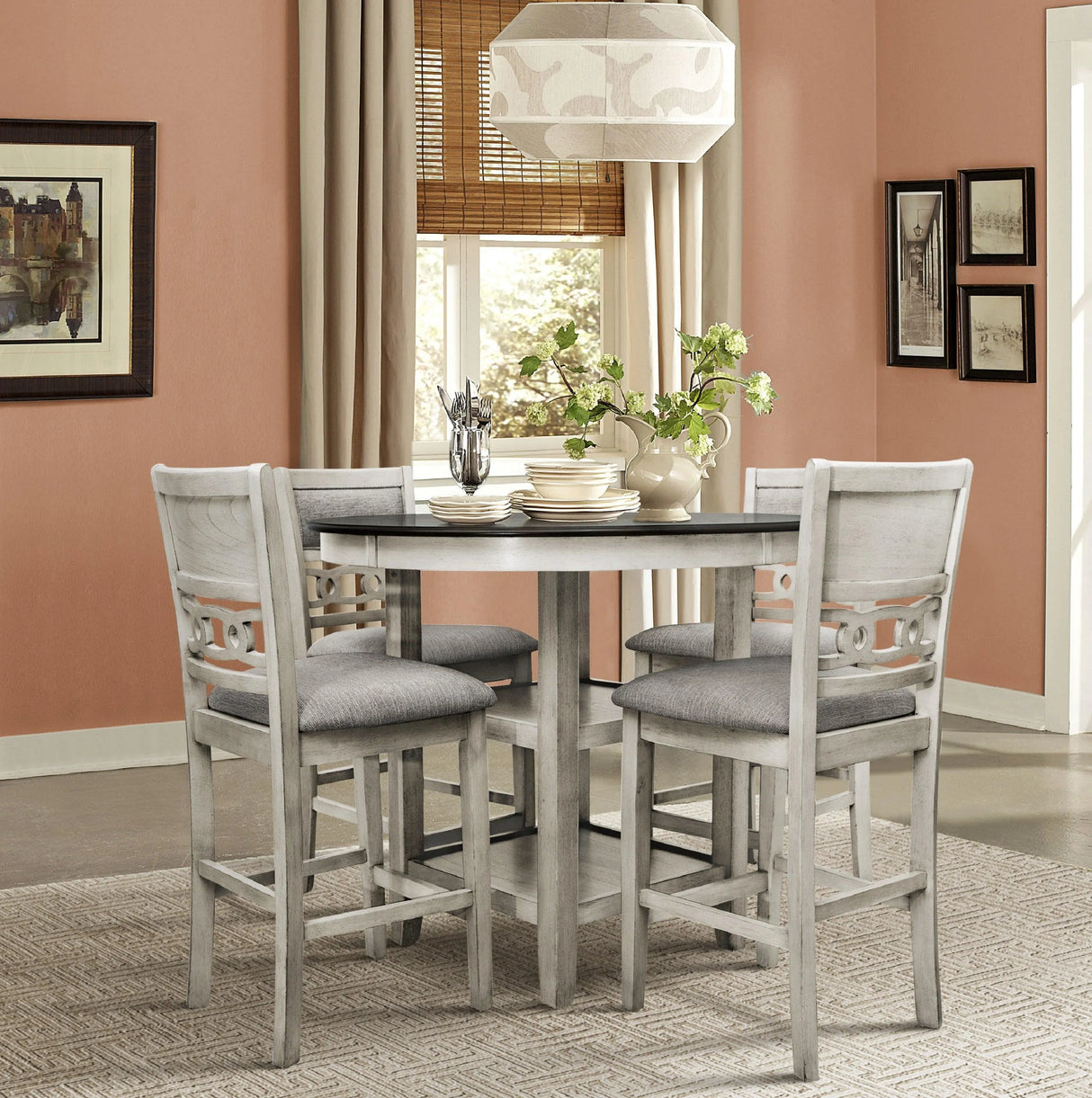 Savor White 5-Piece Counter Height Set by Homelegance at Eve Furniture