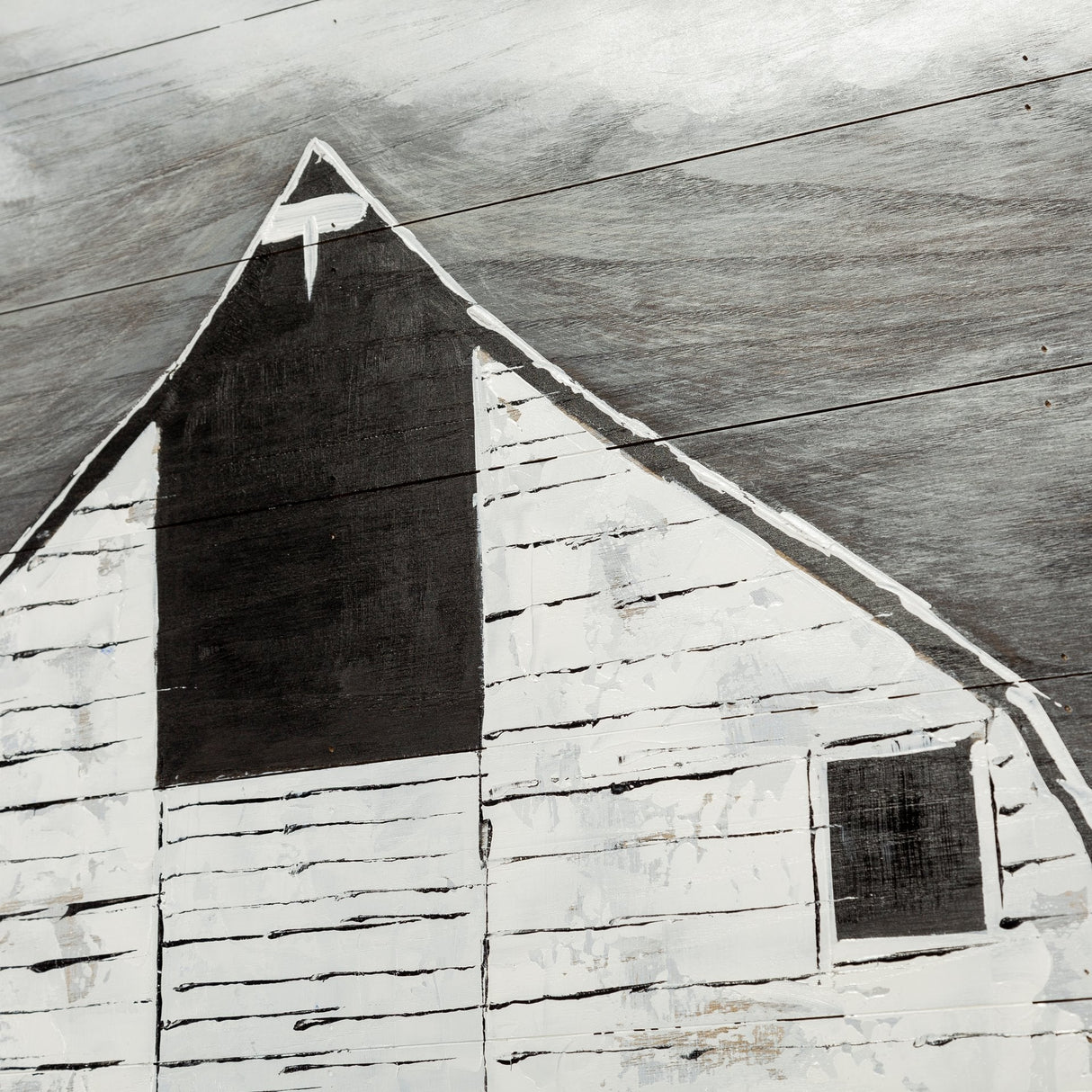 Sawmill Creek Farmhouse White Barn Original Hand Painted on Wood Oil Painting by Mercana at Eve Furniture