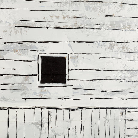 Sawmill Creek Farmhouse White Barn Original Hand Painted on Wood Oil Painting by Mercana at Eve Furniture