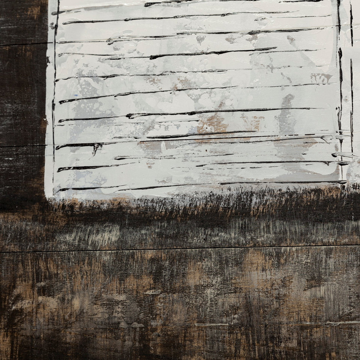 Sawmill Creek Farmhouse White Barn Original Hand Painted on Wood Oil Painting by Mercana at Eve Furniture
