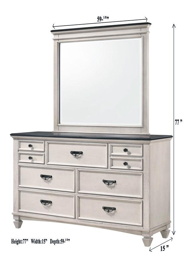 Sawyer Antique White and Brown Bedroom Mirror (Mirror Only) by Crown Mark at Eve Furniture