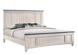Sawyer Antique White and Brown King Panel Bed by Crown Mark at Eve Furniture