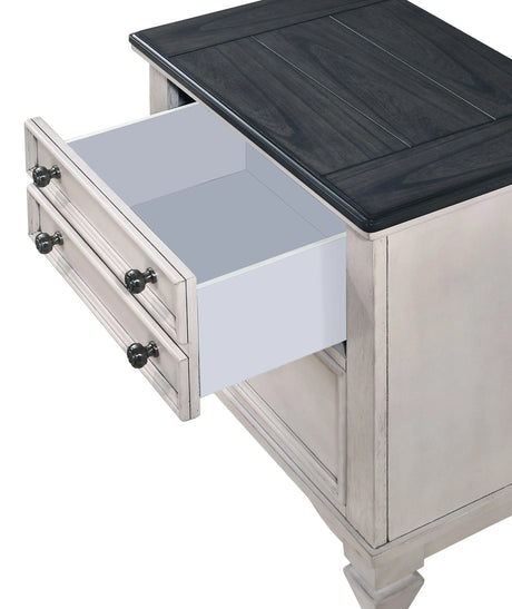 Sawyer Antique White and Brown Nightstand by Crown Mark at Eve Furniture