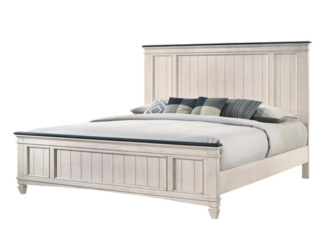 Sawyer Antique White and Brown Panel Bedroom Set by Crown Mark at Eve Furniture