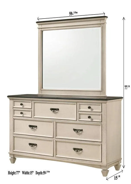 Sawyer Antique White and Brown Panel Bedroom Set by Crown Mark at Eve Furniture