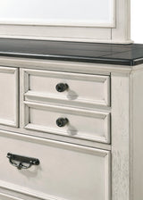 Sawyer Antique White and Brown Panel Bedroom Set by Crown Mark at Eve Furniture