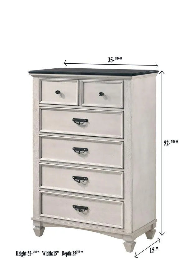 Sawyer Antique White and Brown Panel Bedroom Set by Crown Mark at Eve Furniture