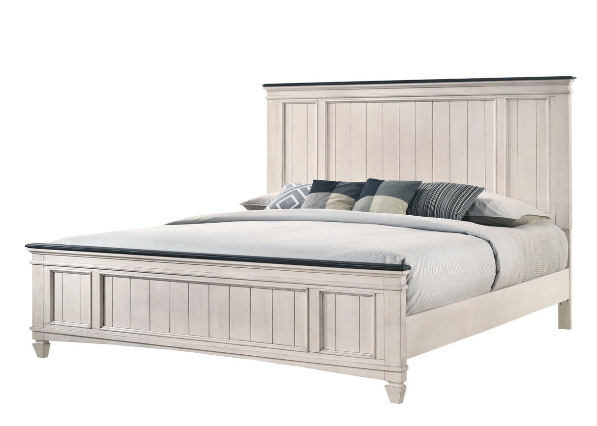Sawyer Antique White and Brown Panel Bedroom Set by Crown Mark at Eve Furniture