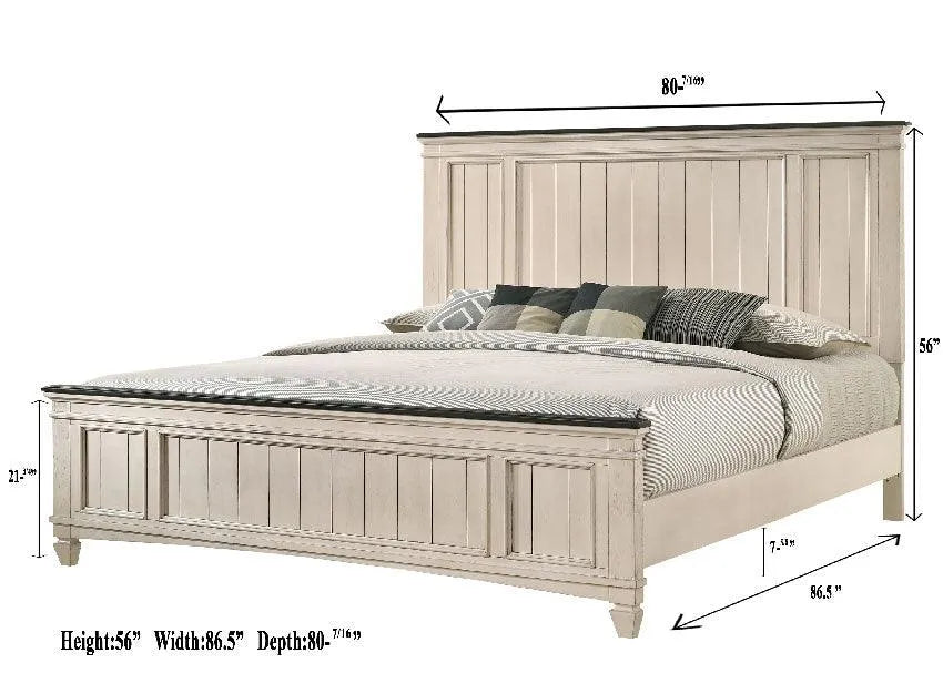 Sawyer Antique White and Brown Panel Bedroom Set by Crown Mark at Eve Furniture