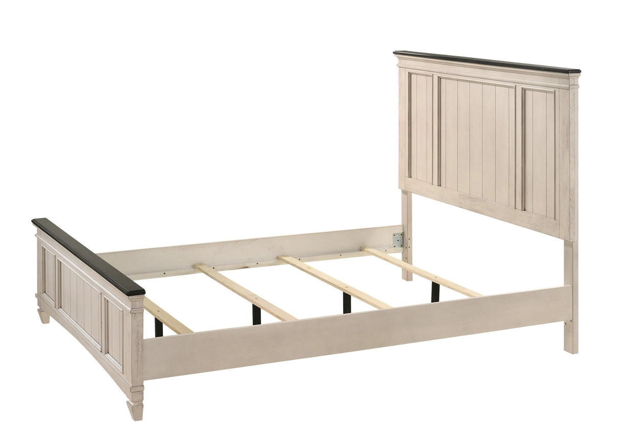 Sawyer Antique White and Brown Queen Panel Bed by Crown Mark at Eve Furniture