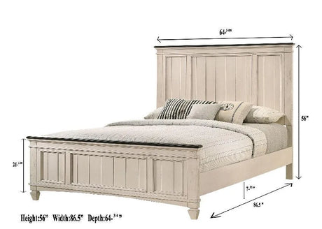 Sawyer Antique White and Brown Queen Panel Bed by Crown Mark at Eve Furniture