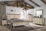 Sawyer Antique White and Brown Queen Panel Bed by Crown Mark at Eve Furniture