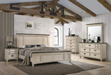 Sawyer Antique White and Brown Queen Panel Bed by Crown Mark at Eve Furniture
