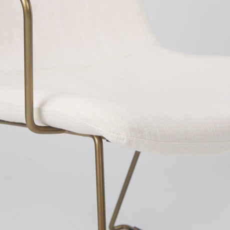 Sawyer Cream Fabric Wrap Gold Metal Frame Dining Chair by Mercana at Eve Furniture