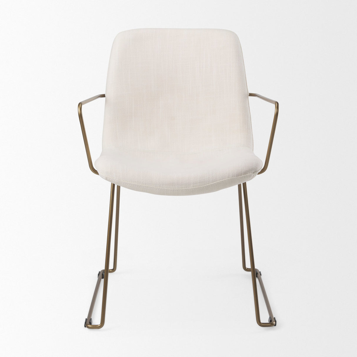 Sawyer Cream Fabric Wrap Gold Metal Frame Dining Chair by Mercana at Eve Furniture