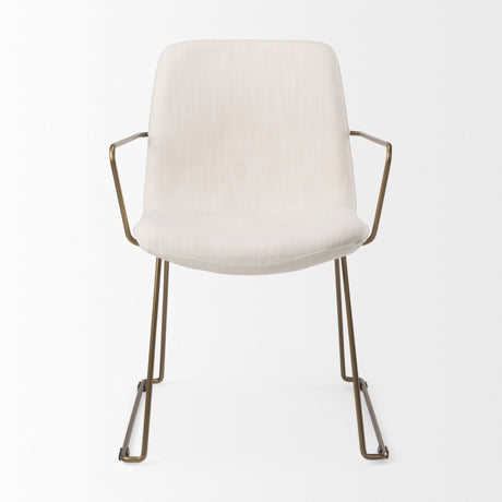 Sawyer Cream Fabric Wrap Gold Metal Frame Dining Chair by Mercana at Eve Furniture