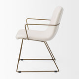 Sawyer Cream Fabric Wrap Gold Metal Frame Dining Chair by Mercana at Eve Furniture
