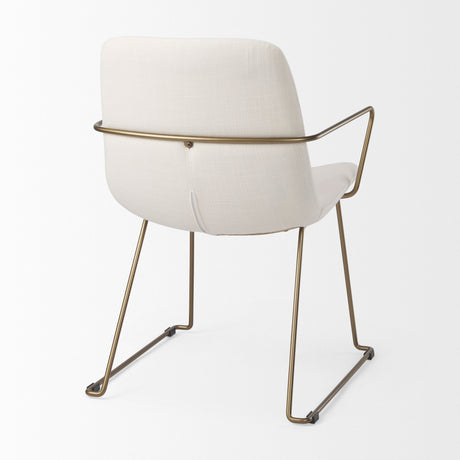 Sawyer Cream Fabric Wrap Gold Metal Frame Dining Chair by Mercana at Eve Furniture