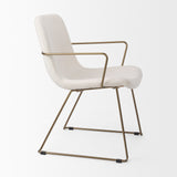 Sawyer Cream Fabric Wrap Gold Metal Frame Dining Chair by Mercana at Eve Furniture