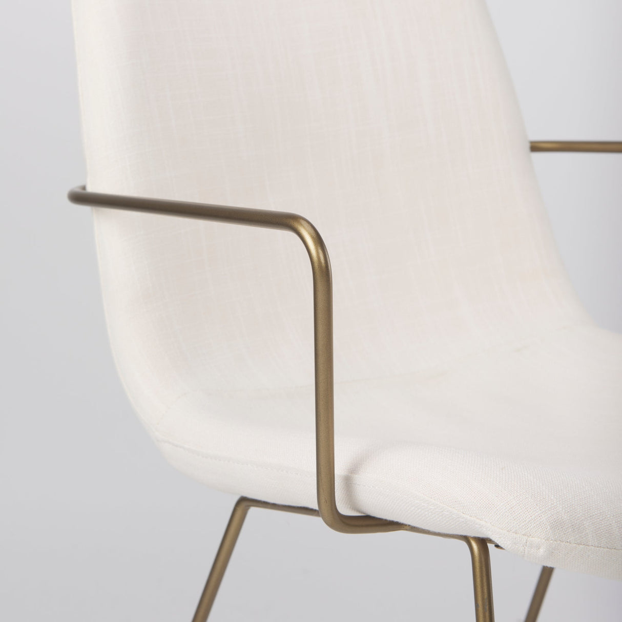 Sawyer Cream Fabric Wrap Gold Metal Frame Dining Chair by Mercana at Eve Furniture