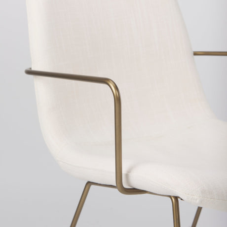 Sawyer Cream Fabric Wrap Gold Metal Frame Dining Chair by Mercana at Eve Furniture