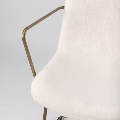 Sawyer Cream Fabric Wrap Gold Metal Frame Dining Chair by Mercana at Eve Furniture