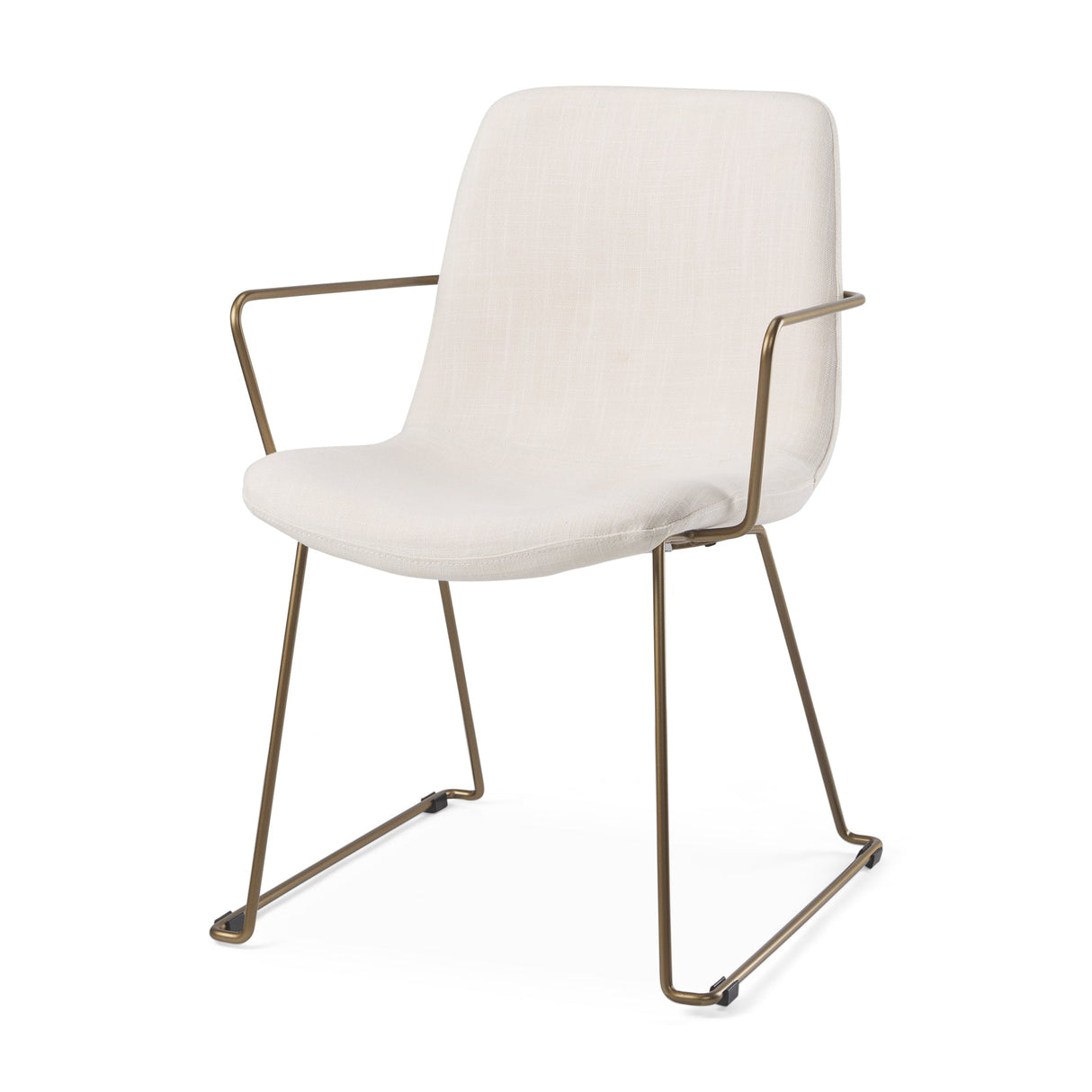 Sawyer Cream Fabric Wrap Gold Metal Frame Dining Chair by Mercana at Eve Furniture