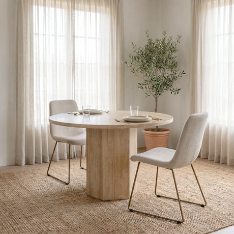 Sawyer I Beige Fabric Seat Gold Metal Frame Dining Chair, Set of 2 by Mercana at Eve Furniture