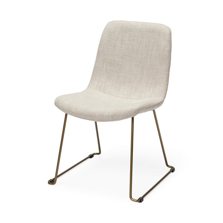 Sawyer I Beige Fabric Seat Gold Metal Frame Dining Chair, Set of 2 by Mercana at Eve Furniture
