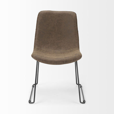 Sawyer I Brown Faux-Leather Seat BlackIron Frame Dining Chair, Set of 2 by Mercana at Eve Furniture