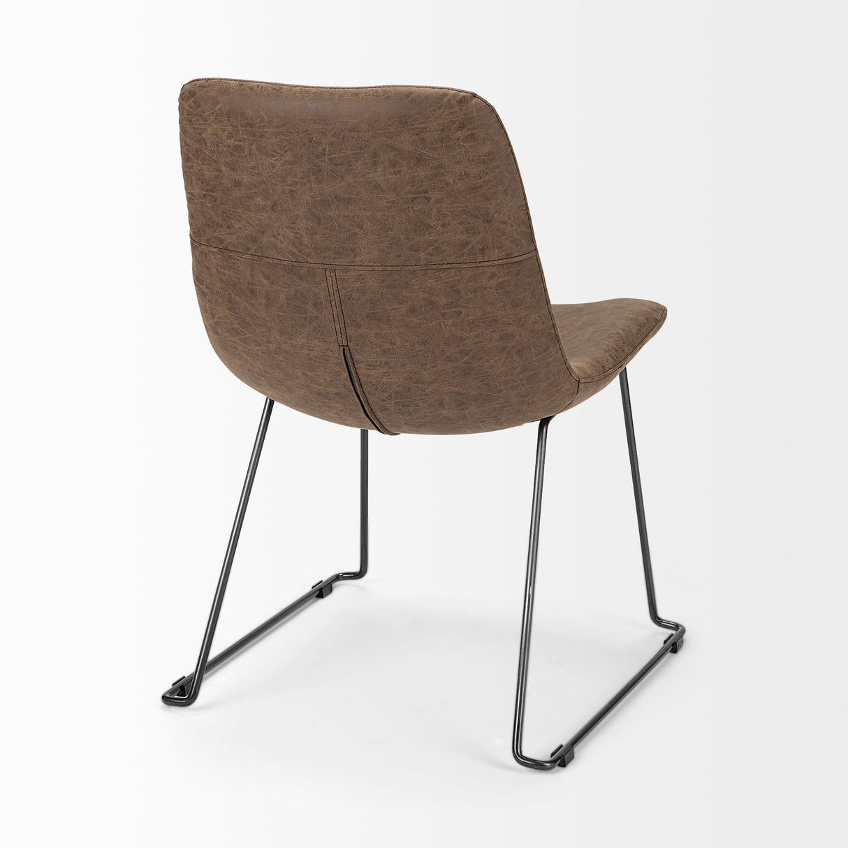 Sawyer I Brown Faux-Leather Seat BlackIron Frame Dining Chair, Set of 2 by Mercana at Eve Furniture