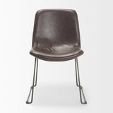 Sawyer I Dark Brown Faux-Leather Seat Black Iron Frame Dining Chair, Set of 2 by Mercana at Eve Furniture