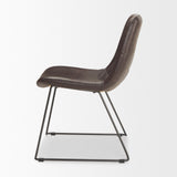 Sawyer I Dark Brown Faux-Leather Seat Black Iron Frame Dining Chair, Set of 2 by Mercana at Eve Furniture