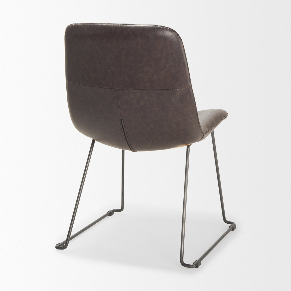 Sawyer I Dark Brown Faux-Leather Seat Black Iron Frame Dining Chair, Set of 2 by Mercana at Eve Furniture