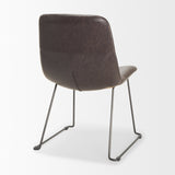 Sawyer I Dark Brown Faux-Leather Seat Black Iron Frame Dining Chair, Set of 2 by Mercana at Eve Furniture