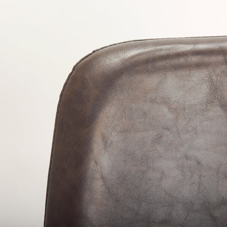 Sawyer I Dark Brown Faux-Leather Seat Black Iron Frame Dining Chair, Set of 2 by Mercana at Eve Furniture