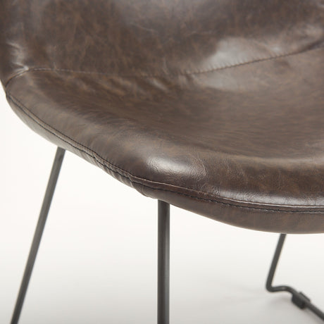 Sawyer I Dark Brown Faux-Leather Seat Black Iron Frame Dining Chair, Set of 2 by Mercana at Eve Furniture