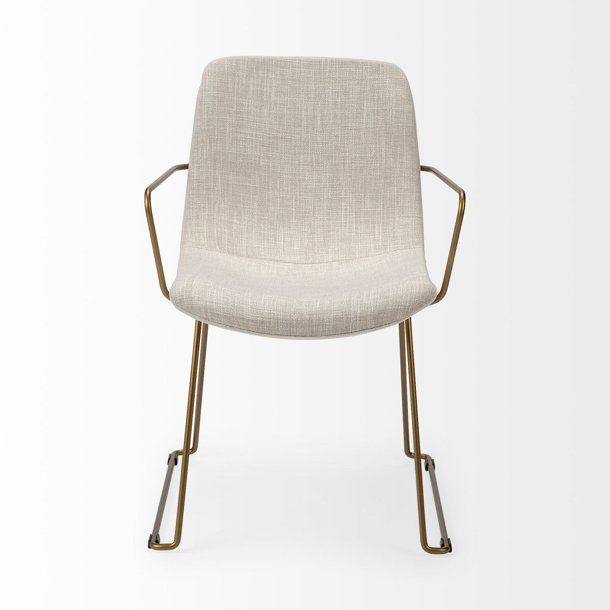 Sawyer II Beige Fabric Wrap Gold Metal Frame Dining Chair by Mercana at Eve Furniture
