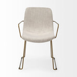 Sawyer II Beige Fabric Wrap Gold Metal Frame Dining Chair by Mercana at Eve Furniture