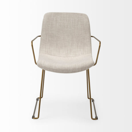 Sawyer II Beige Fabric Wrap Gold Metal Frame Dining Chair by Mercana at Eve Furniture