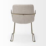 Sawyer II Beige Fabric Wrap Gold Metal Frame Dining Chair by Mercana at Eve Furniture